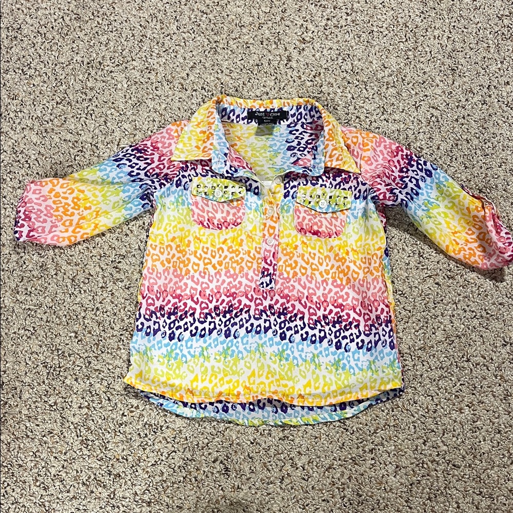 🍀6/$20 Vibrant Multicolor Leopard Print Kids Button Down Shirt